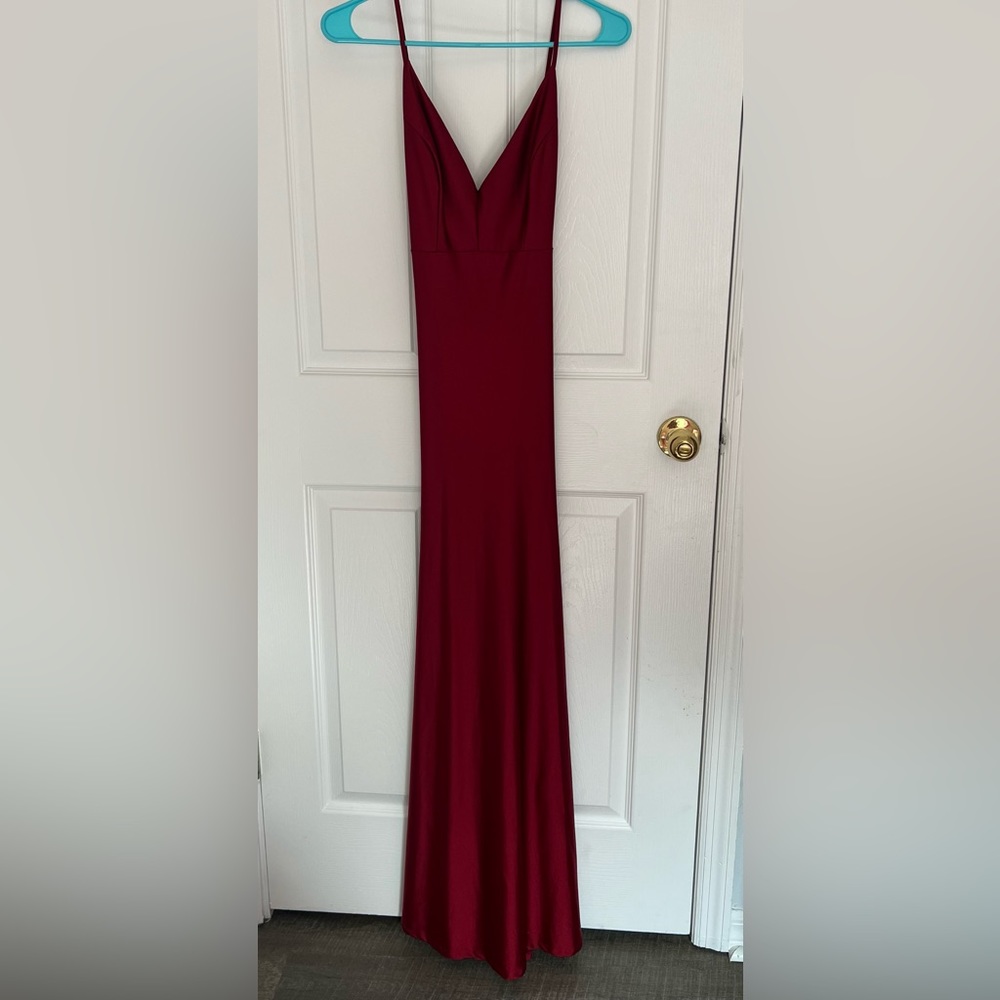 Red mermaid ruched backless dress